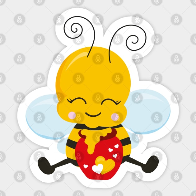 Cute Bee Valentine's day Design Sticker by P-ashion Tee